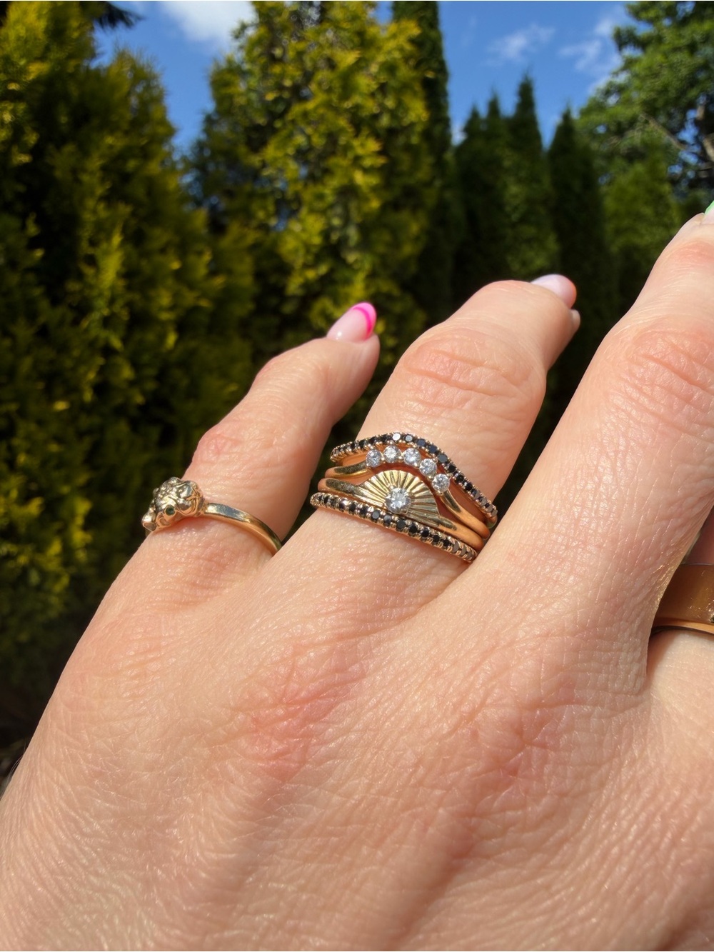 Marrow Fine 14k Gold and black diamond simple wave band